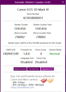 تعيين تعداد شاتر دوربین و سابقه دوربين 2 تعیین تعداد شاتر دوربین, شمارش شاتر دوربین, استخراج شاتر کانت, نرم افزار شمارش شاتر, سایت تعیین تعداد شاتر, ایده آل دوربین