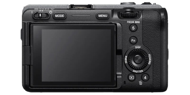 تصویر نمای بالا از بدنه Sony FX3 → «نمای بالای دوربین Sony FX3 با دکمه‌های کنترلی حرفه‌ای»