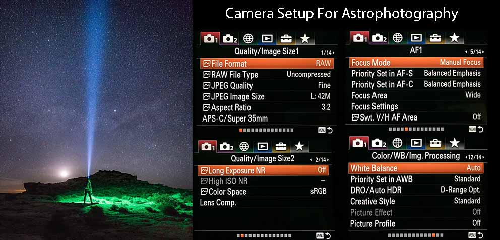 راهنمای جامع عکاسی از آسمان شب: از انتخاب مکان تا تنظیمات حرفهای 5 مجموعه تنظیمات و تجهیزات مورد نیاز برای عکاسی از اجرام آسمانی.