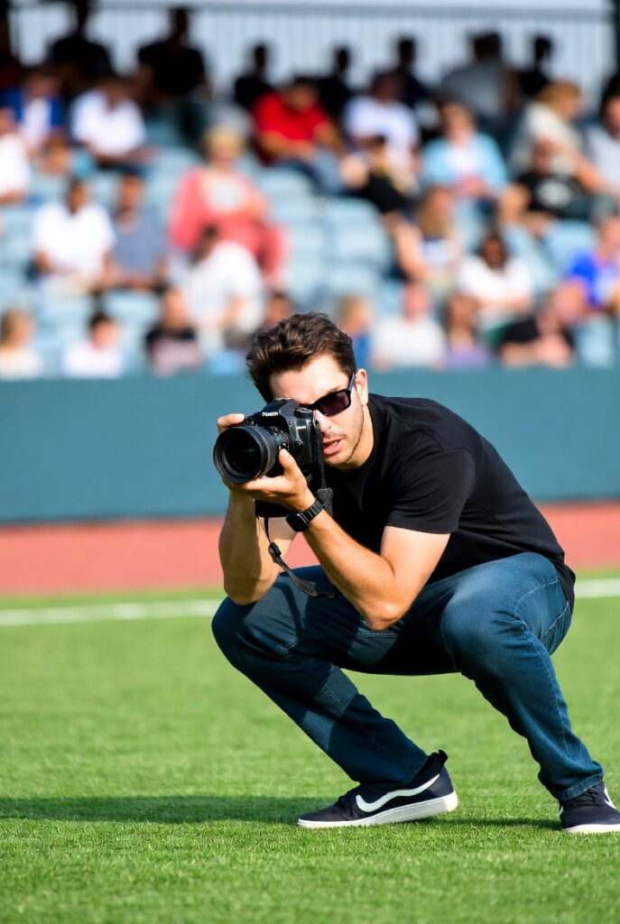 چگونه یک عکاس ورزشی حرفهای شویم | آموزش کامل عکاسی ورزشی از مبتدی تا حرفهای 3 نمای نزدیک از دست عکاس که سرعت شاتر و فوکوس دوربین را برای عکاسی ورزشی تنظیم میکند.