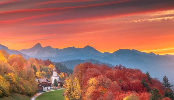 تصویری گرم و پرجنب‌وجوش از یک جشن یا بازار محلی در فصل پاییز