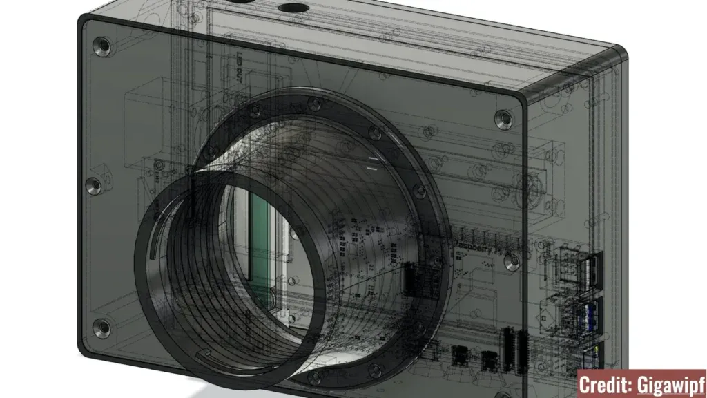 نمونه‌ای از یک عکس با رزولوشن بسیار بالا (مثلاً نمای نزدیک از نمای یک ساختمان) که با این دوربین ثبت شده است.