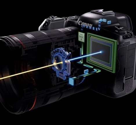 نمای نزدیک از سیستم لرزش‌گیر داخلی لنز کانن