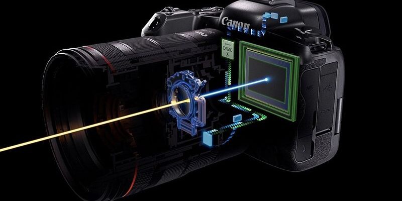 نمای نزدیک از سیستم لرزش‌گیر داخلی لنز کانن