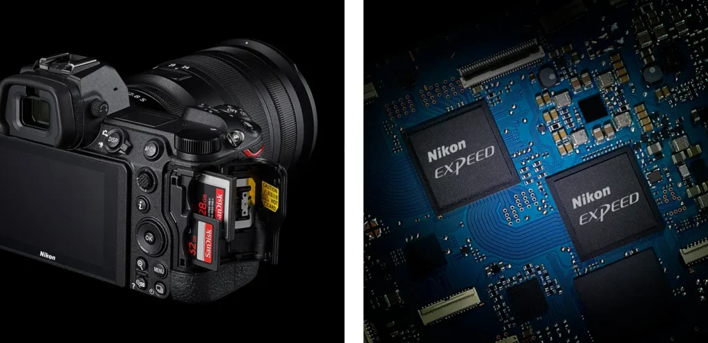 دوربین نیکون Z9 دارای دو درگاه کارت CFexpress است.