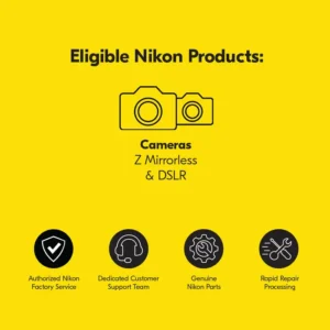 بیمه دوربین نیکون (nikon) — پوششها و هزینهها 4 در این زمینه، عبارت به تصویر مربوط به گارانتی دوربینهای نیکون اشاره دارد، که مشخصات و شرایط ضمانت را نشان میدهد.