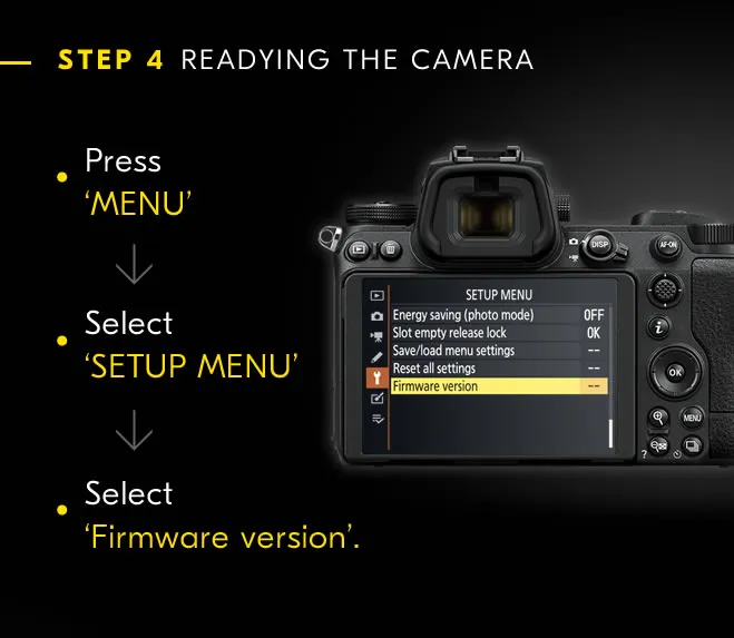 صفحه آپدیت فرمور در دوربین نیکون 