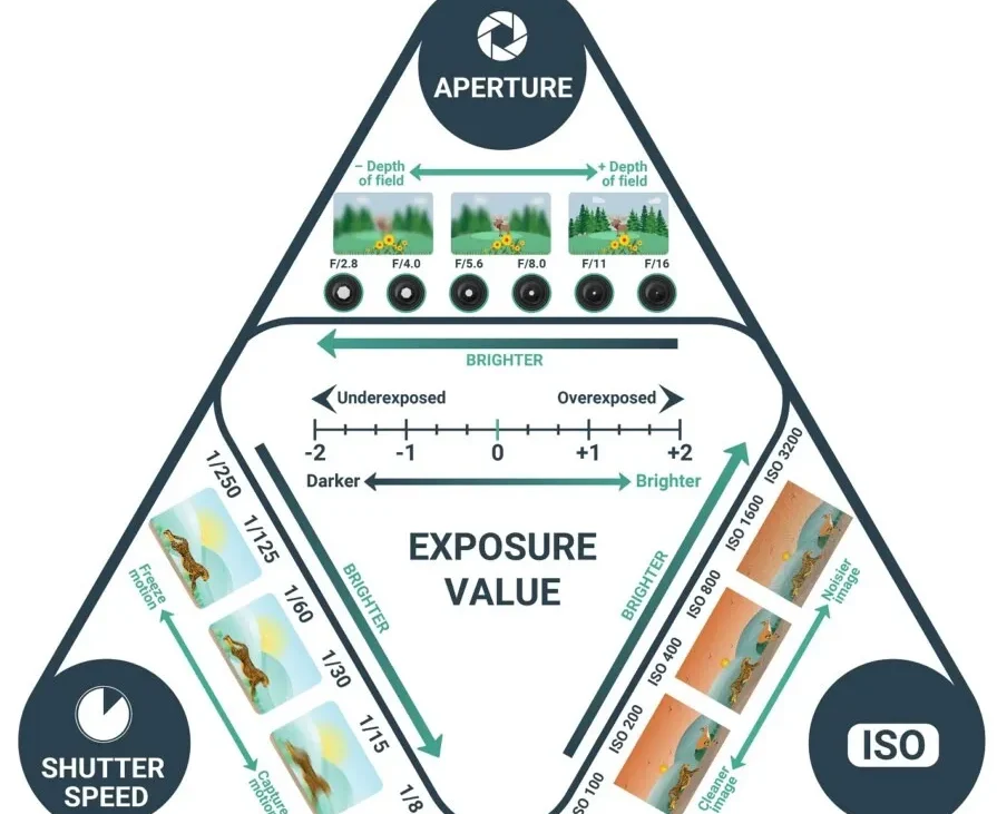 دیاگرام آموزشی مثلث نوردهی (The Exposure Triangle)