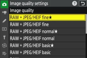 تنظیمات حیاتی دوربینهای نیکون که باید در روز اول تغییر دهید 3 منوی کیفیت تصویر در دوربین نیکون با انتخاب RAW و RAW+JPEG